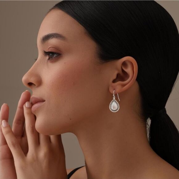 🔥⏭️NWOT Sterling Silver Mother of Pearl Dangling Drop Earrings - Picture 3 of 16